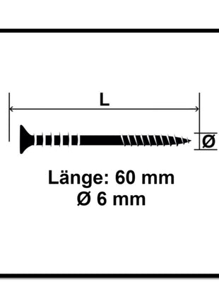 SPAX Vis d'ajustement 6,0 x 60 mm - Filetage avec rainures de maintien - Tête plate - T-STAR Plus - 4Cut - WIROX - 500pcs. (5x 161010600603)