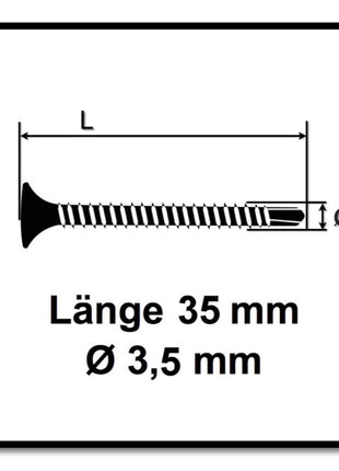 Tornillos para paneles de yeso SPAX GIX-D 3,5 x 35 mm 2000 piezas (2x 1991170350356) punta de broca fosfatada rosca completa cabeza de trompeta ranura en cruz H2