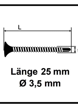 SPAX GIX-D 3,5 x 25 mm Vis pour cloisons sèches - 5000 pièces (5x 1991170350256)