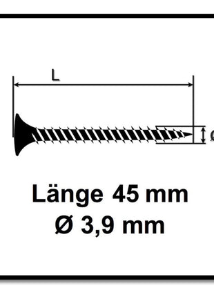 SPAX GIX-C tornillos para paneles de yeso 3,9 x 45 mm 2000 piezas (2x 1791170390456) cabeza de fresado afilada con rosca completa ranura cruzada fosfatada punta de aguja H2