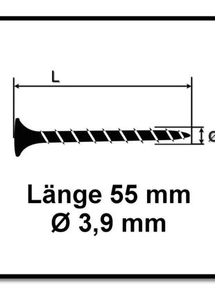 Vis pour cloisons sèches SPAX GIX-B 3,9 x 55 mm 5000 pièces (5x 1891170390556) tête trompette à filetage complet pointe aiguille fente cruciforme H2