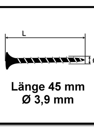 Tornillos para paneles de yeso SPAX GIX-B 3,9 x 45 mm 2000 piezas (2x 1891170390456) rosca completa cabeza de trompeta punta de aguja ranura en cruz H2