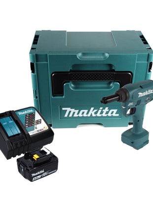 Makita DRV 250 RM1J Akku Blindnietsetzgerät 18 V 20 kN Brushless + 1x Akku 4,0 Ah + Ladegerät + Makpac