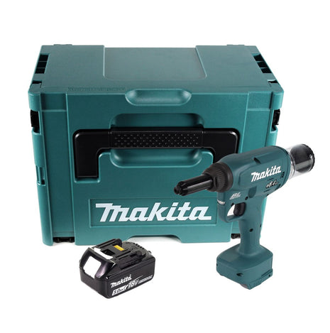 Makita DRV 250 T1J remachadora a batería 18 V 20 kN sin escobillas + 1x batería 5,0 Ah + Makpac - sin cargador