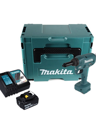 Makita DRV 250 RT1J Akku Blindnietsetzgerät 18 V 20 kN Brushless + 1x Akku 5,0 Ah + Ladegerät + Makpac