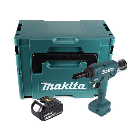 Makita DRV 250 G1J remachadora a batería 18 V 20 kN sin escobillas + 1x batería 6,0 Ah + Makpac - sin cargador