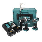 Makita Kit combo DLX 2176 TJ 18 V avec DHP 481 115 Nm Brushless + DTD 152 165 Nm + 2x Batteries 5.0 Ah + Chargeur + Coffret Makpac