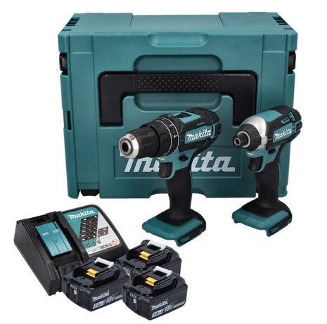 Makita DLX 2131 JX1 akumulatorowy zestaw combo 18 V z DHP 482 62 Nm + DTD 152 165 Nm + 3x akumulator 3,0 Ah + ładowarka + Makpac