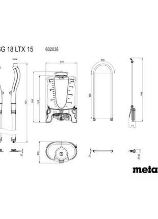 Metabo RSG 18 LTX 15 Pulvérisateur dorsal sans fil 18 V, 15 L, 3,0 Bar, solo - sans batterie, sans chargeur (602038850)