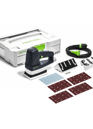 Lijadora lineal Festool LS 130 EQ-Plus DUPLEX 260 W 133 x 80 mm + 1x zapata de perfil radial R10 + 200x tiras de lijado + Systainer