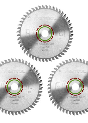 Festool Spezial Kreissägeblatt Set 3x HW 160 x 2,2 x 20 mm TF48 160 mm ( 3x 496308 ) 48 Zähne - Toolbrothers
