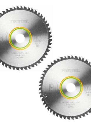 Festool Feinzahn Kreissägeblatt Set 2x 210 x 30 x 2,4 mm W52 210 mm ( 2x 493199 ) 52 Zähne - Toolbrothers
