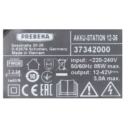 Prebena Battery Station 12-36 Fast Charger Sistema CAS raffreddato ad aria da 12 - 36 Volt