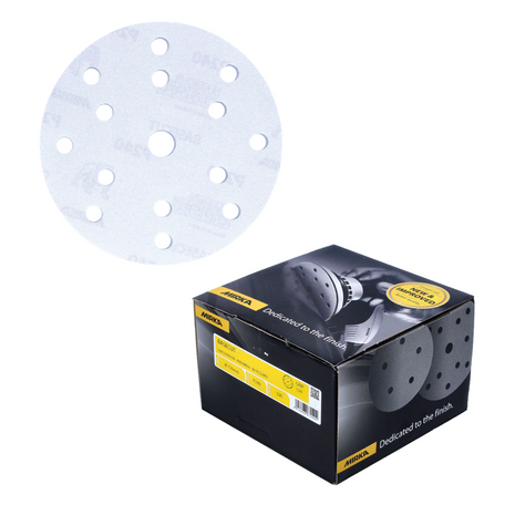 Discos de lijado Mirka BASECUT 150 mm P240 400 piezas (4x 2261109925) Agarre 15 agujeros