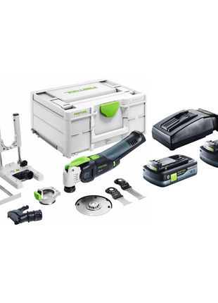 Festool VECTURO OSC 18 E-Basic Set Akku Oszillierer 18 V Starlock Max Brushless + 2x Akku 4,0 Ah + Ladegerät + 7 tlg. Zubehör Set + Systainer - Toolbrothers