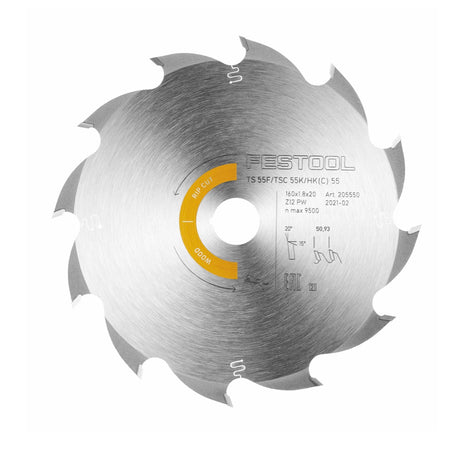 Festool Kreissägeblatt Wood Rip Cut HW 160 x 1,8 x 20 mm PW12 ( 205550 ) für Tauchsägen TS 55 F, TSC 55 K & Handkreissägen HK 55, HKC 55 - Toolbrothers