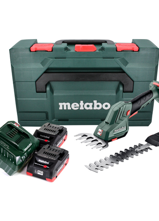 Cisaille à gazon et arbustes sans fil Metabo SGS 18 LTX Q 18 V + 2x batteries 4,0 Ah + chargeur + métaBOX