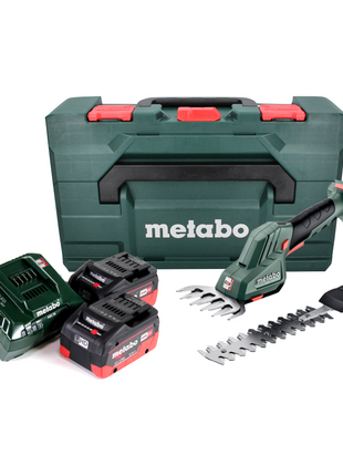 Cisaille à gazon et arbustes à batterie Metabo SGS 18 LTX Q 18 V + 2x batteries 5,5 Ah + chargeur + métaBOX