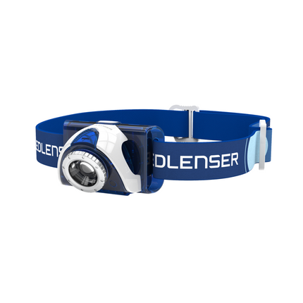 Ledlenser SEO7R Lampada frontale LED, 220 lm, IPX6, Blu ( 6007-R ) + 1x Bateria + 1x Cavo USB