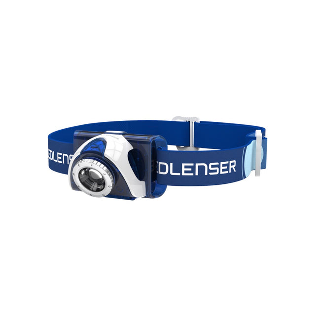 Ledlenser SEO7R Lampada frontale LED, 220 lm, IPX6, Blu ( 6107-R ) + 1x Bateria + 1x Cavo USB + 1x Pila