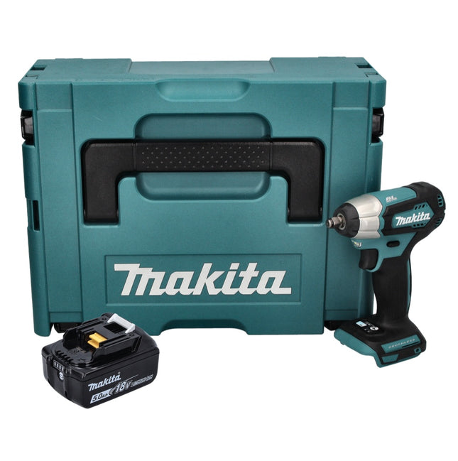 Avvitatore a impatto a batteria Makita DTW 180 T1J 18 V 180 Nm 3/8" Brushless + 1x batteria 5,0 Ah + Makpac - senza caricabatteria