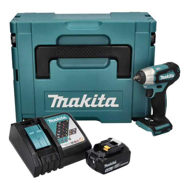 Makita DTW 180 RT1J Avvitatore a impatto a batteria 18 V 180 Nm 3/8" Brushless + 1x batteria 5,0 Ah + caricabatteria + Makpac