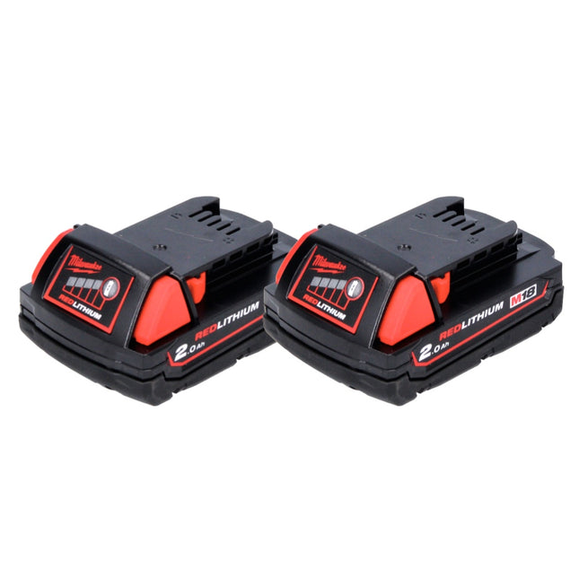 Milwaukee M18 B2 Akku Set 18 V 2x 2,0 Ah / 2000 mAh RED Li-Ion ( 2x 4932430062 )