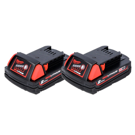 Juego de baterías Milwaukee M18 B2 18 V 2x 2,0 Ah / 2000 mAh ROJO Li-Ion (2x 4932430062)