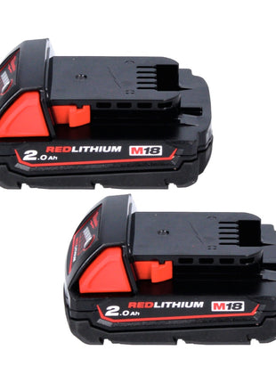 Kit de arranque de batería Milwaukee M18 B2 18 V 2x 2,0 Ah (2x 4932430062) + cargador M12-18C 12 - 18 V (4932352959)