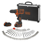 Taladro atornillador inalámbrico Black & Decker BDCDD12BAFC-QW 10,8 V 26 Nm + 2x baterías 1,5 Ah + cargador 100 piezas + estuche.