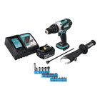 Makita DHP 458 RF1 Perceuse-visseuse à percussion sans fil 18 V 91 Nm + 1x Batterie 3,0 Ah + Chargeur + Jeu d'embouts - 26 pièces