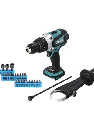 Taladro percutor inalámbrico Makita DHP 458 Z 18 V 91 Nm + juego de puntas 26 piezas - sin batería, sin cargador