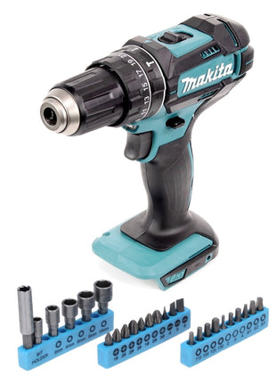 Taladro percutor inalámbrico Makita DHP 482 Z 18 V 62 Nm + juego de llaves de vaso de 26 piezas - sin batería, sin cargador