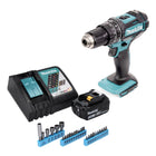 Makita DHP 482 RF1 Akku Schlagbohrschrauber 18 V 62 Nm + 1x Akku 3,0 Ah + Ladegerät + 26 tlg. Bit Steckschlüssel Set