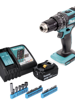 Makita DHP 482 RF1 Akku Schlagbohrschrauber 18 V 62 Nm + 1x Akku 3,0 Ah + Ladegerät + 26 tlg. Bit Steckschlüssel Set