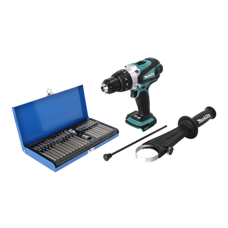 Makita DHP 458 Z Perceuse à percussion sans fil 18 V 91 Nm + Jeu d'embouts - 40 pièces - sans batterie, sans chargeur