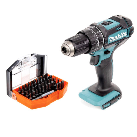 Makita DHP 482 Z Perceuse-visseuse à percussion sans fil 18 V 62 Nm + Jeu d'embouts de 44 pièces - sans batterie, sans chargeur