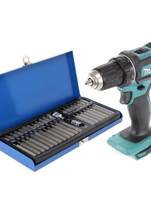 Taladro atornillador inalámbrico Makita DDF 482 Z 18 V 62 Nm + juego de puntas 40 piezas - sin batería, sin cargador