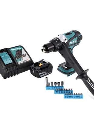 Makita DDF 458 RF1 Perceuse-visseuse sans fil 18 V 91 Nm + 1x Batterie 3,0 Ah + Chargeur + Jeu d'embouts - 26 pièces