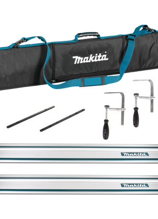 Makita Führungsschiene für Sägen 1000 mm 2 Stk. ( 2x 199140-0 ) + 2x Führungsschienen Verbinder + 2x Schraubzwingen + Führungsschienen Tasche Tragbar