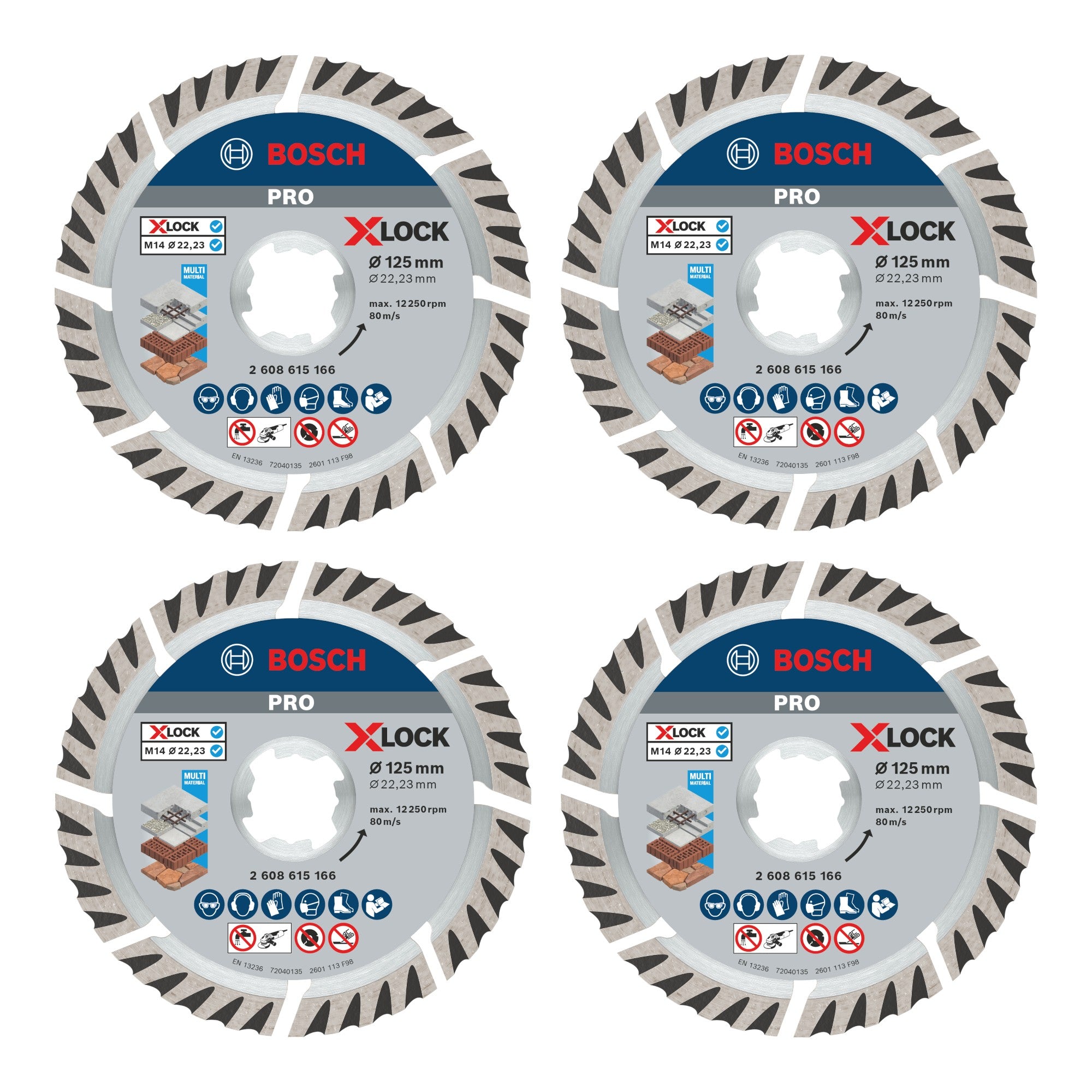 Bosch PRO Multi Material Diamanttrennscheibe X-LOCK 125 x 22,23 mm 4 Stk. ( 4x 2608615166 )