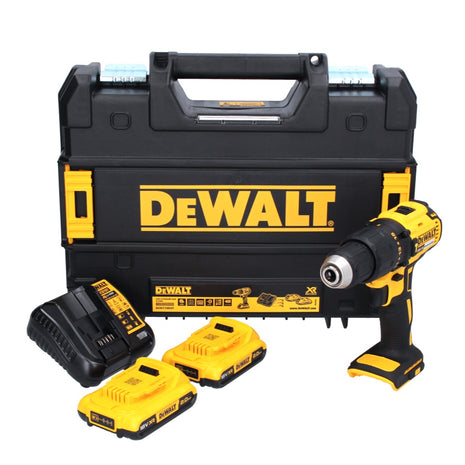 DeWalt DCD 778 D2T Perceuse-Visseuse à percussion 18 V 65 Nm sans balai + 2x Batteries 2.0 Ah + Chargeur + Coffret TSTAK