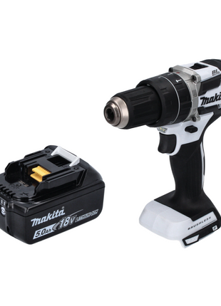 Makita DHP 484 T1 W Taladro percutor inalámbrico 18 V 54 Nm sin escobillas blanco + 1x batería 5,0 Ah - sin cargador