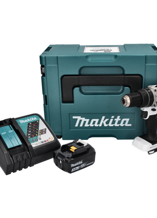 Makita DHP 484 RF1J W Perceuse-visseuse à percussion sans fil 18 V 54 Nm Brushless + 1x Batterie 3,0 Ah + Chargeur + Makpac