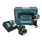 Makita DHP 484 RFJ W Akku Schlagbohrschrauber 18 V 54 Nm Brushless Weiß + 2x Akku 3,0 Ah + Ladegerät + Makpac