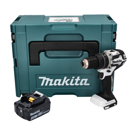 Makita DHP 484 M1J W Akku Schlagbohrschrauber 18 V 54 Nm Brushless Weiß + 1x Akku 4,0 Ah + Makpac - ohne Ladegerät