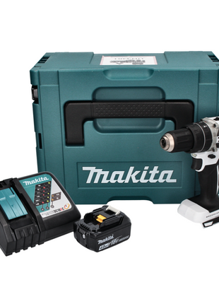 Makita DHP 484 RM1J W perceuse à percussion sans fil 18 V 54 Nm sans balais blanc + 1x batterie 4,0 Ah + chargeur + Makpac