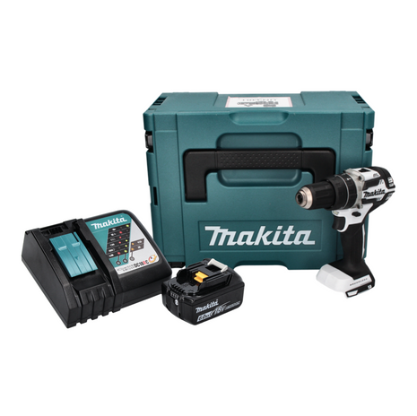 Makita DHP 484 RG1J W Akku Schlagbohrschrauber 18 V 54 Nm Brushless Weiß + 1x Akku 6,0 Ah + Ladegerät + Makpac