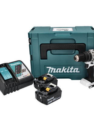 Makita DHP 484 RGJ W Akku Schlagbohrschrauber 18 V 54 Nm Brushless Weiß + 2x Akku 6,0 Ah + Ladegerät + Makpac