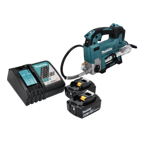 Makita DGP 180 RG Pistolet graisseur sans fil 18 V 690 bar + 2x Batteries 6,0 Ah + Chargeur